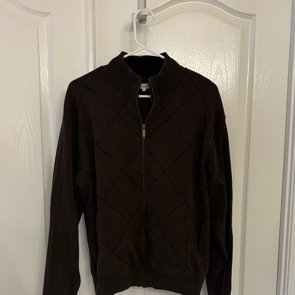Alex Cannon Men's Brown Sweater with Zip Collar